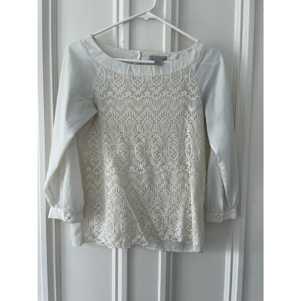 H&M Cream lace long sleeve blouse 4